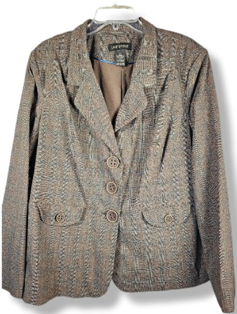 Lane Bryant Plaid Pinstripe Blazer Size 24 Professional Office Workwear Church